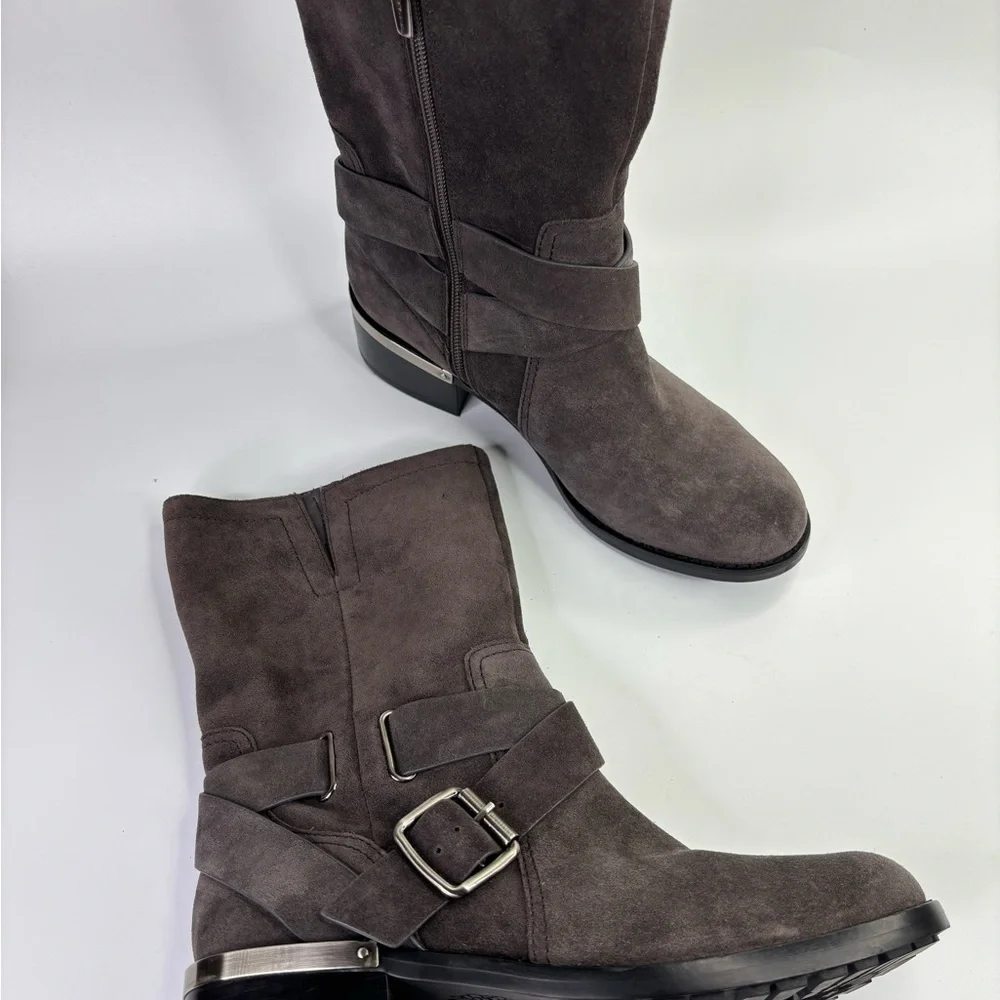 Wethima Suede Mid Calf Boots Vince Camuto Gray Zip Western Festival Fall 8.5 - Picture 11 of 11